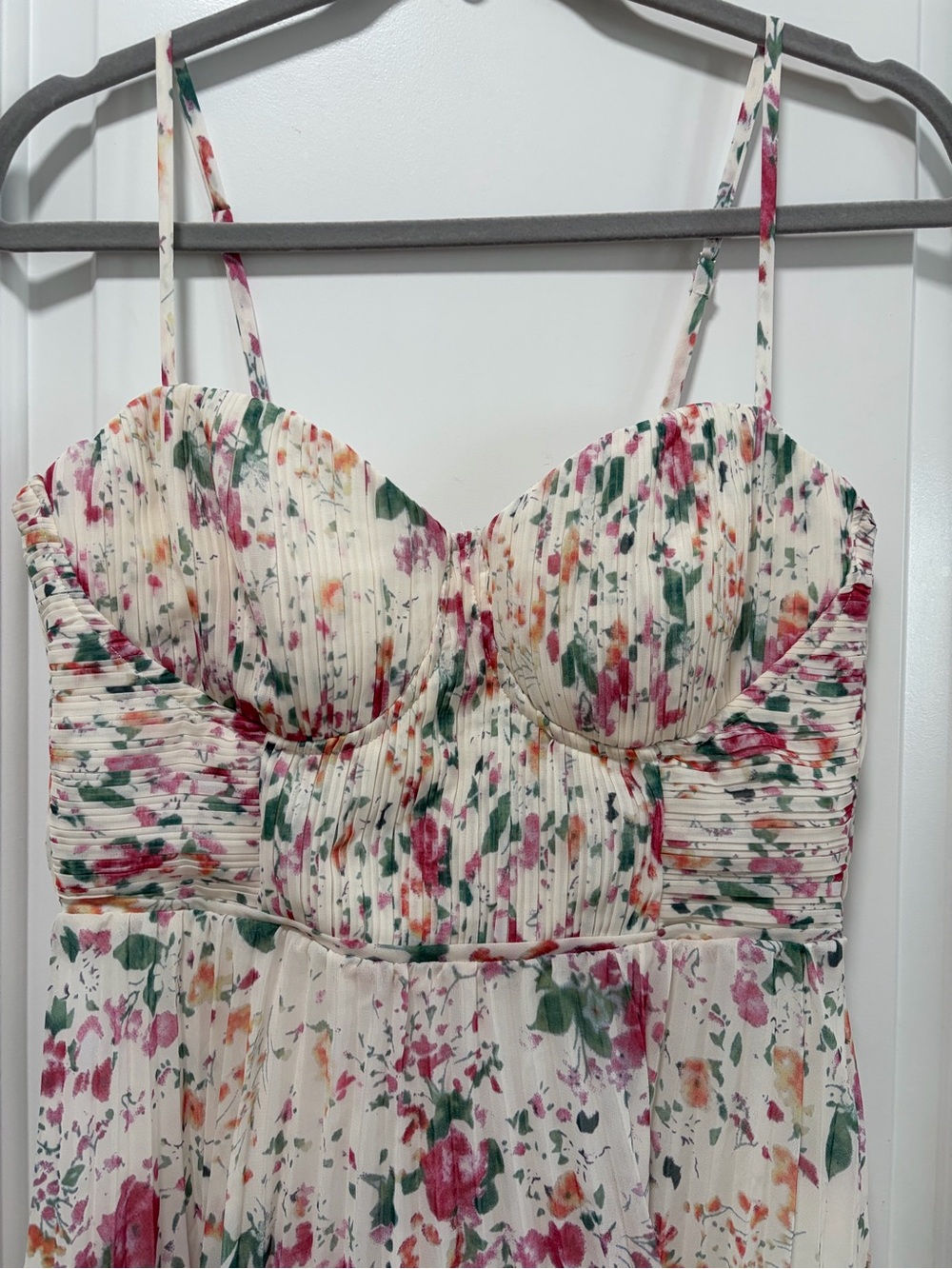 Lulus‎ Cascading Crush NWT size S Ivory Floral Print Tiered Bustier Midi Dress - Picture 4 of 11